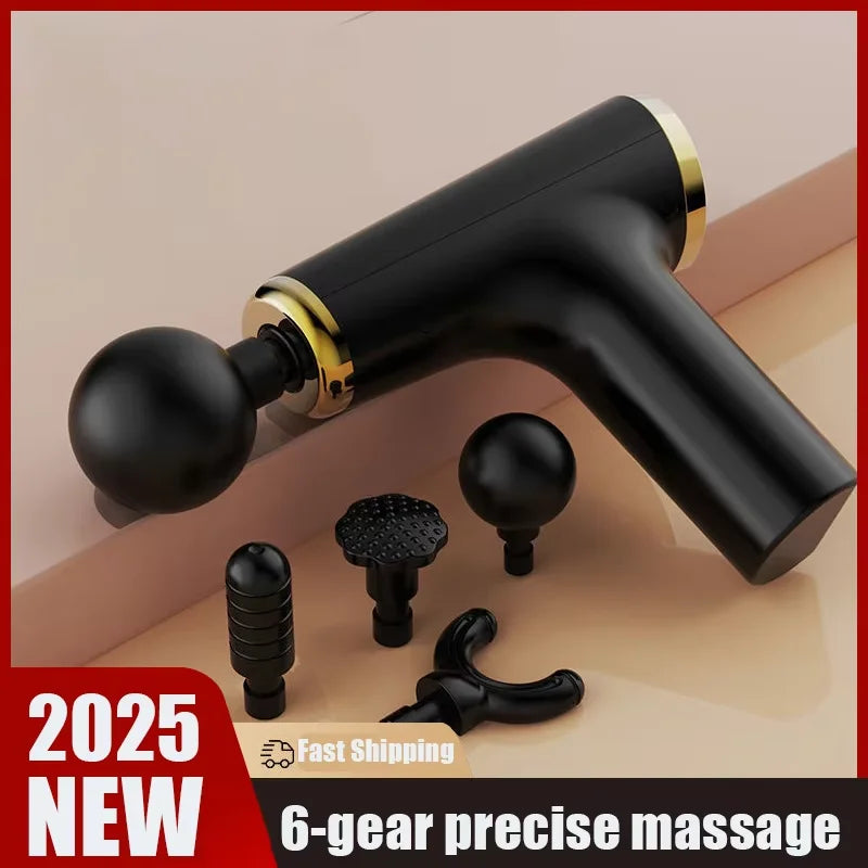 Ultra quiet massage gun with four interchangeable heads