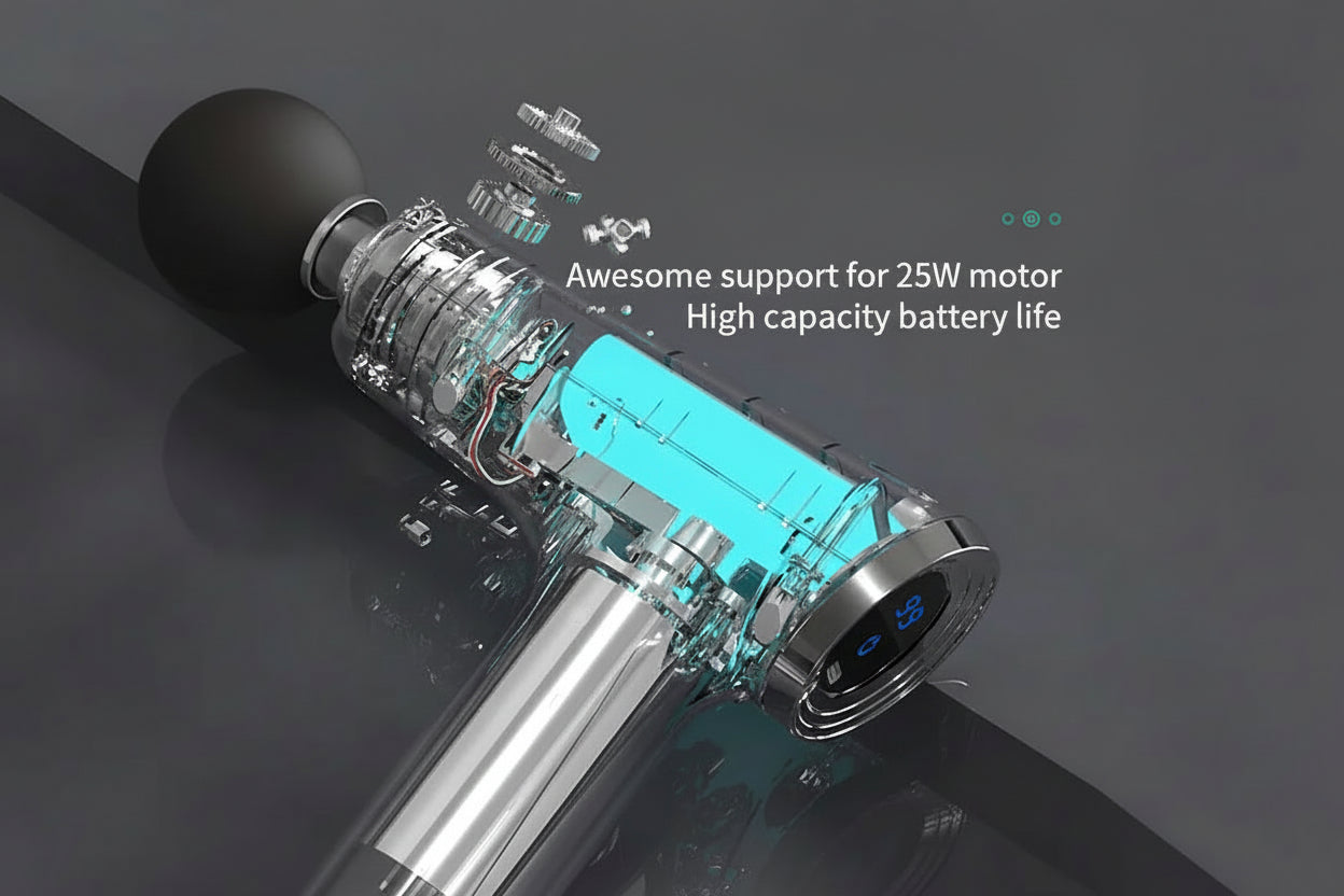 Ultra quiet massage gun with four interchangeable heads