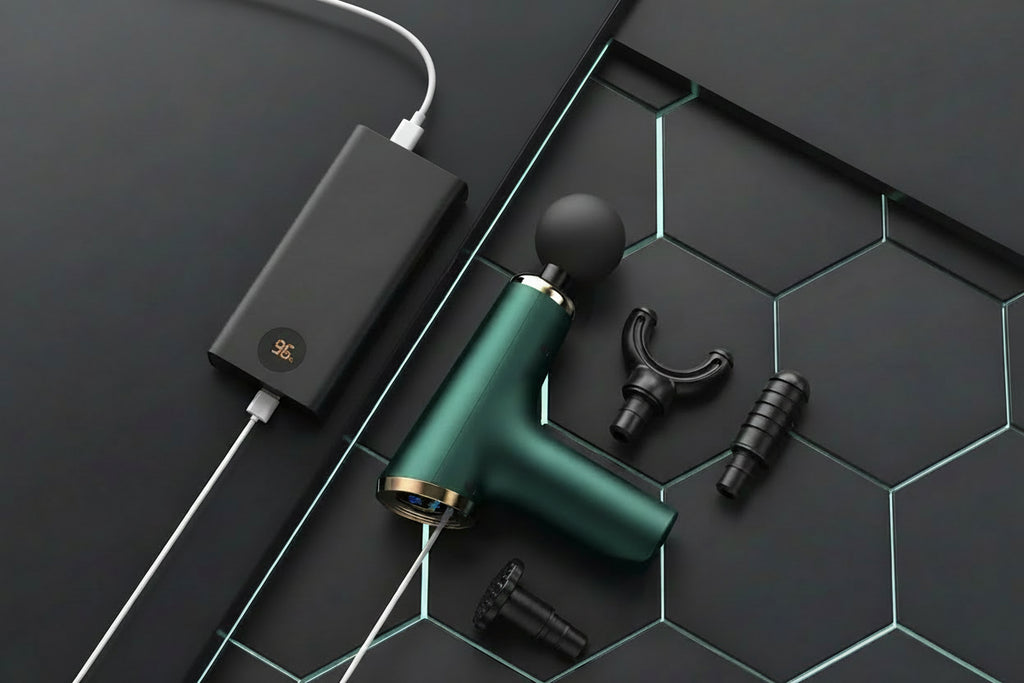 Ultra quiet massage gun with four interchangeable heads